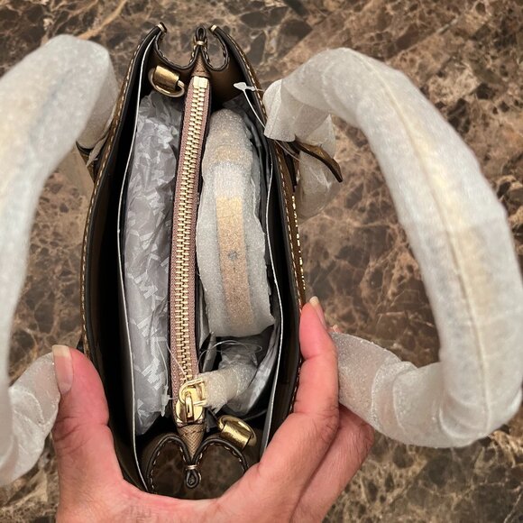 NWT Michael Michael Kors Gold Mercer Studio Leather Crossbody & Top Handle Bag - Picture 8 of 16